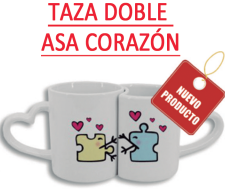 Taza doble asa corazón